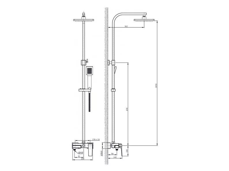 Черна душ колона ICT 6891B Matt Black